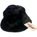 Jessica Simpson Bucket Hat Womens OS Black Faux Fur Winter Adjustable Soft NWT Photo 0