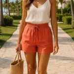Briggs New York NWTs Briggs Linen Coral Shorts Resort Beach Lightweight Summer Spring Coastal 12 Photo 0