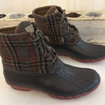Sperry Duck Boots Womens Size 9.5 Plaid Wool Saltwater Gray Waterproof STS95922 Photo 0
