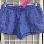 Lilly Pulitzer Old Money Minimalist Blue Baybreeze 100% Linen Shorts Small NWT Photo 0