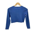 SNDYS Revolve Blue Cropped Cardigan Sweater Women's XS Long Sleeve Button Front Photo 3