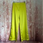 Micas Bright Yellow Basic Satin High Waisted Straight Leg Trousers Size L Photo 2