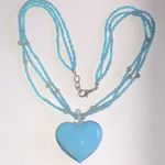 Blue Seed Bead Beaded Boho Glass Shimmer Swirl Pendant Necklace Photo 4