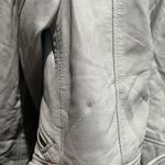 ALLSAINTS  Women's Cole Biker Leather Jacket Sky Blue Size 2 Asymmetric Zip Photo 5