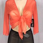 Mango Tango  Mesh Lettuce Trim front tie top Photo 0