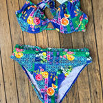 Cupshe  Floral Print Bikini Set High Waisted Ruffle Trim‎ Swimsuit L Photo 0