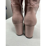 Womans Pink Knee High Boots 7.5 Block Heel 1/4 Zip Pointed Toe Snake Print NWOT Photo 5