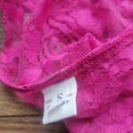 Lace See Thru Backless Top, Halter Neck, Magenta Small Pink Photo 5