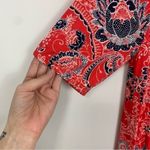 Talbots  Off Shoulder Red Paisley Bandana Print Blouse Size Medium Photo 4