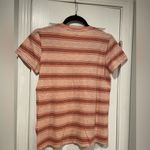 Madewell NWOT Size S Burgundy Pink Striped V Neck Short Sleeve Cotton Tee Shirt Photo 6