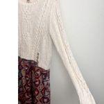 Anthropologie Lilka Cream Thick Cable Knit Duxbury Sweater Dress M Aztec Layered Photo 5