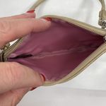 Coach Poppy Wristlet Wallet Signature C Tan Metallic Detail Trim Zippy With Fob Photo 4