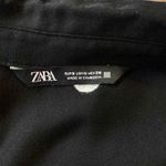 ZARA  Button Front Shirt Womens Small Black‎ White Bobble Pom Pom Long Sleeve Photo 6