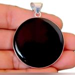 Handmade Pendant Necklace Black Onyx Solid 925 Sterling Silver Fine Art UNISEX Original Natural Gem Gemstone Statement Photo 0