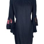 Feathers Women's Black Floral Embroidery Ruffle Midi Mini Dress Whimsygoth XL Photo 0