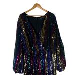 Eloquii Sequin Stripe V Neck Wide Leg Jumpsuit Multicolor Size 20 NYE Photo 2