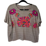 Free People  Catalunya Embroidered Top XS Short‎ Sleeve Bohemian Blouse Photo 0