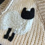 NWT Luna Ivy Chunky V Neck Sheep Embroidered Sweater Vest Tan Photo 10