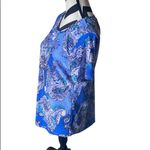 American City Wear {BNWOT} ~ ~ blue paisley print with gold tone necklace ~ top Photo 5