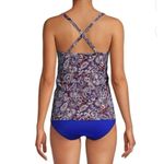 Lands' End NWT Retro Paisley Tie Front Tankini Swim Top Multicolor Size 8 Modest Photo 1