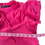 Vineyard Vines  Women's Pink Silk Blend Ruffle Neck Tie Blouse Top Size S Photo 1