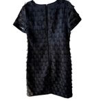 Banana Republic  Black T Shirt Dot‎ Dress Fringed Hem Sleeveless Sheath Sz 10 Photo 3