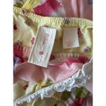 Anthropologie Eloise Floral Pajama Set Lace Trimmed Top = Large Bottoms = M Yellow Pink Cotto Photo 5