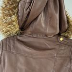 Moda International Brown Leather Jacket with Fur Trim Photo 14