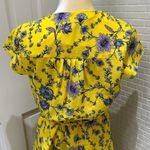 Banana Republic yellow and blue floral crepe wrap midi dress. Lined. Size 8P. Photo 4