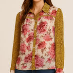 Floral and Leopard Print Women's Top Pink Size M Photo 0