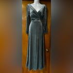 Woman’s Elegant Long Sleeve Blue Wrap Dress size 6 Photo 1