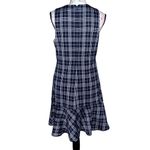 1901  navy & white ruffle hem plaid‎ dress 8 Photo 2