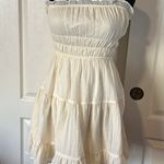 CREAM TIERED RUFFLE TUBE TOP MINI DRESS STRAPLESS WESTERN Romantic Photo 0