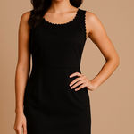 Ann Taylor Black Scalloped Sleeveless Sheath Dress Photo 0