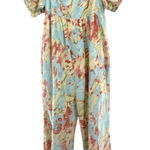 Storia Floral Cotton Puff Sleeve Smocked Wide Leg Jumpsuit Boho Cottagecore L Photo 0