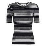 frame denim FRAME Striped Rib Knit Tee Navy Multi 70s Style T Shirt Photo 9