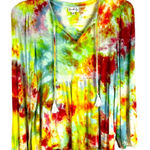 Wonderly Medium Top Confetti Cascade Tie Dye Handmade Peplum Green Pink 1152 Photo 0