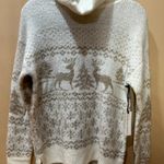 Cupcakes and Cashmere White Cream Turtleneck Reindeer and Snow Gold Embroidered Sweater Photo 2