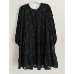 ZARA  Black Textured Babydoll Dress Sheer Swing Mini Boho Whimsigoth Women's XXL Photo 8