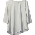 Lulu B Women Medium Shirt White Nylon Spandex Asymmetrical Hem Stretch Preppy Photo 0
