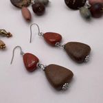 Lot Of 3 Costume Earrings Pierced Dangle Drop Brown / Earth Tones Photo 5