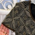 Papell Boutique Vintage 90s Evening Silk Beaded Top S Black Gold Holiday Glam Photo 4