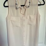 Forever 21 Cream Jeweled Collar Button Up Shirt Photo 3
