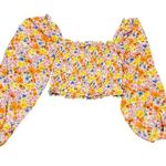 Forever 21  Floral Smocked Long Sleeve Crop Top Size XS Photo 0