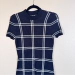 Abercrombie & Fitch  Navy Blue Plaid Mini Sweater Dress Womens S Preppy Fall Photo 9