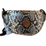 New Simon Miller Mini Faux Snakeskin Crossbody Bag – Black Chain Strap Brown Photo 1