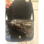 Vintage Black Patent Leather Shoulder Bag Purse Flap Gold Buckle Genesis Photo 3