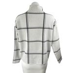 Tahari  Women's White Windowpane Plaid Mock Neck Long Sleeve Sweater Top Size M Photo 1
