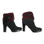 UGG  Pure Scarlet Suede Leather Shearling Cuffs Foldover Women’s Ankle Boots Photo 1