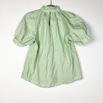 ZARA  Cotton Poplin Pearl Beaded Embellished High Neck Puff Sleeve Blouse Shirt  Photo 3